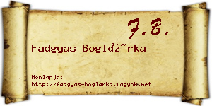 Fadgyas Boglárka névjegykártya